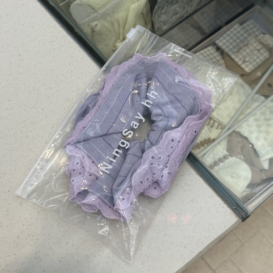Purple scrunchie
