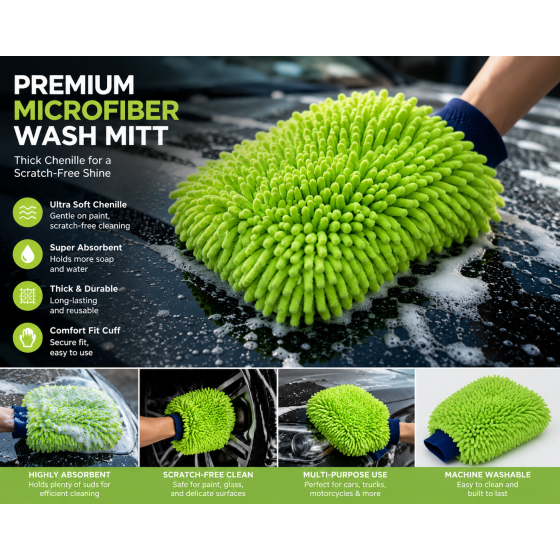 Green car wash mitt