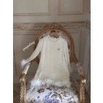 Girls' Elegant Banquet Style Sequin Dress with Feather Edging