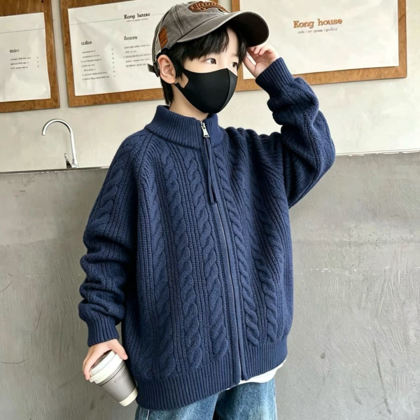 Simple Cable Knit Sweater for Boys