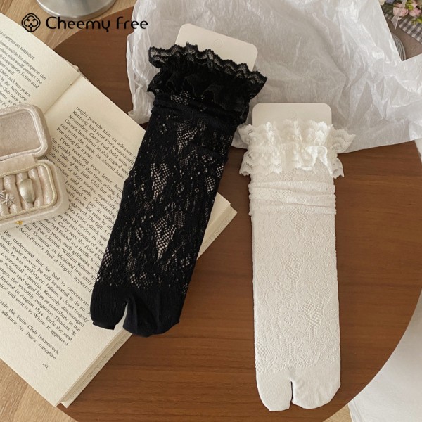 Split-Toe Lace Mid-Calf Socks
